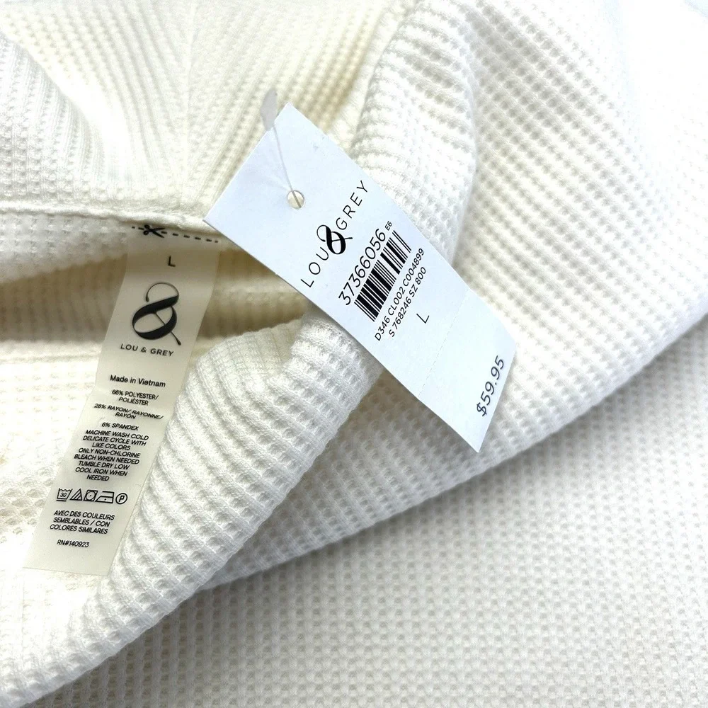 NWT Lou & Grey cowl neck waffle knit leisure wear comfort fit cream size‎ L